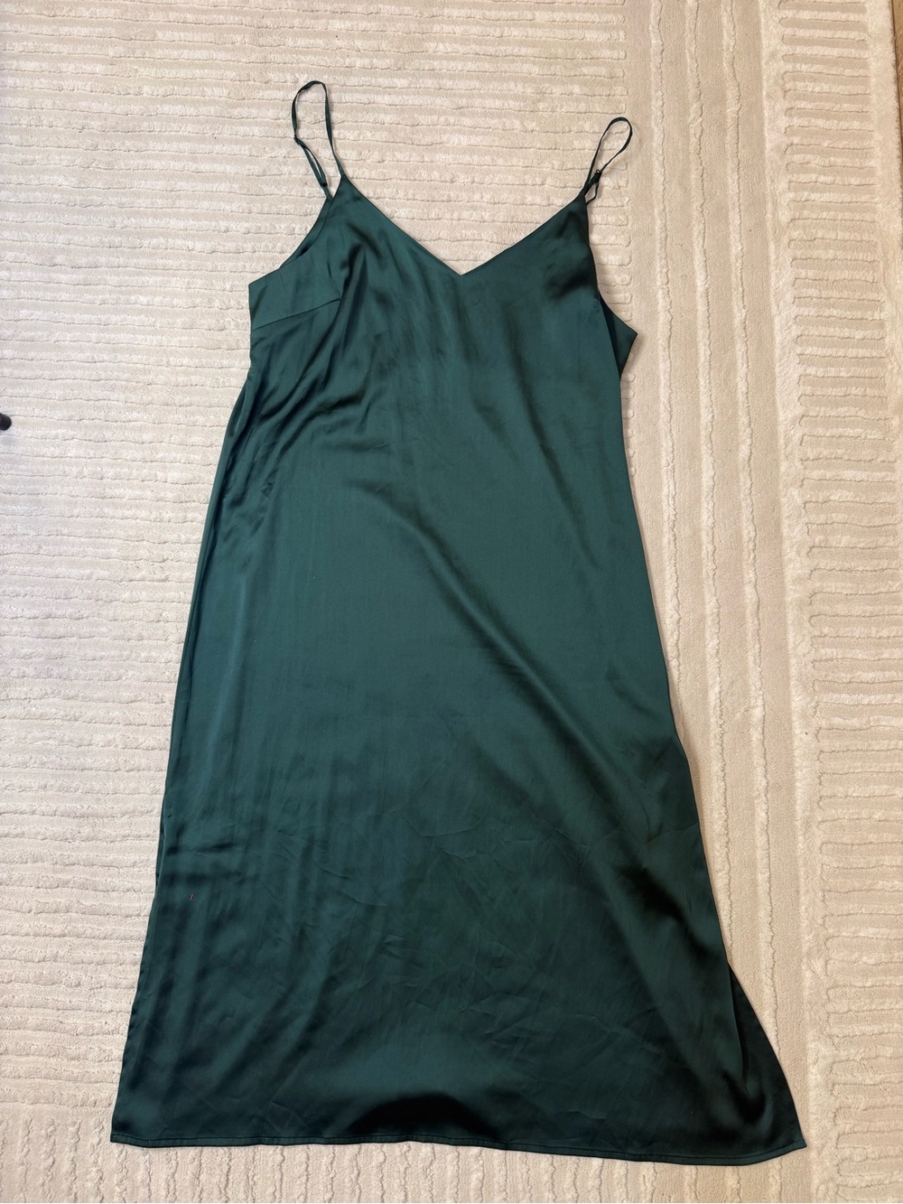 The Drop Emerald Green Satin Slip Maxi Dress Size Large